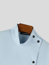 Men's Asymmetrical Side-Fastening High-Collar Boxy Shirt SKUL60115