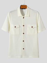 Mens Mesh Hollow-Out Double-Pocket Shirt SKUK74681