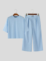 Mens Solid Color Casual Two Pieces Outfit SKUL08518