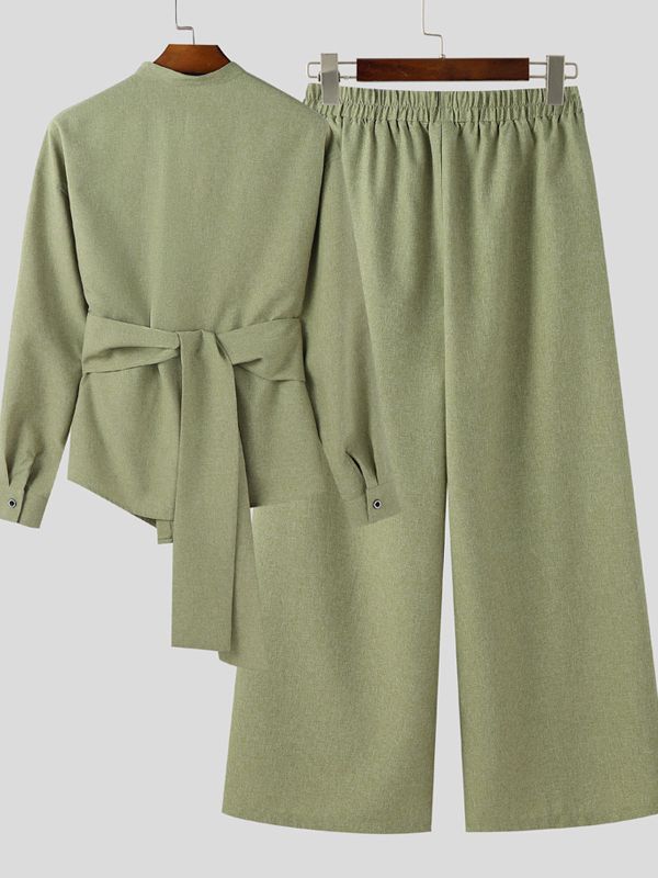 Men's Knotted Textured Two Pieces Outfit SKUL39770