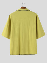 Mens Colorblock Cuban Collar Short Sleeve Shirt SKUL11573