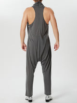 Mens Solid Cowl Neck Sleeveless Jumpsuit SKUK55976