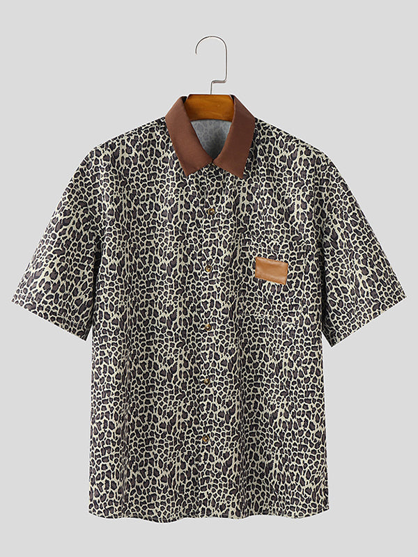 Mens Leopard Print Short Sleeve Shirt SKUL10755