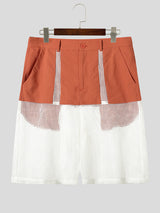 Men's Sheer Mesh Color Block Casual Short SKUL23592