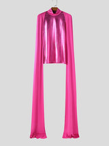 Men's Deconstructed Floor Length Hem Long Sleeve T-shirt SKUL48658