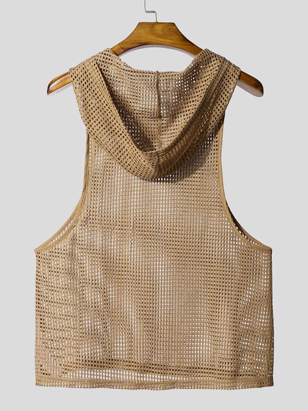 Men's Hollow Mesh Hooded Tank SKUL40274