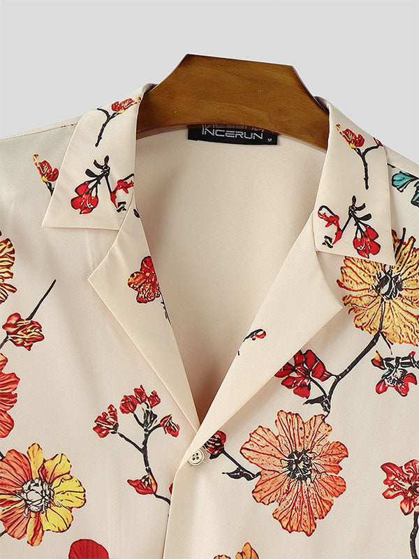 Mens Floral Print Short Sleeve Shirt SKUL07494