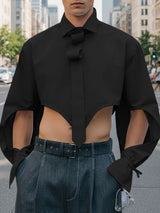 Men's Cutout Cropped Long Sleeve Shirt SKUL41680