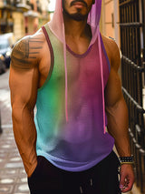 Mens Gradient Hollow-Out Sleeveless Hoodie SKUK71122