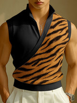 Mens Tiger Print Patchwork Casual Tank SKUL12861