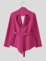 Men's Deconstructed Backless Heart Waist Cinched Blazer SKUL42270