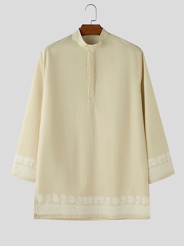 Men's Floral Print Long Sleeve Shirt SKUL48861