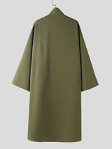 Men's Solid Color Button Long Hem Long Sleeve Shirt SKUL47949