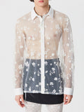 Mens Flowers Embroidered See Through Shirt SKUK52807