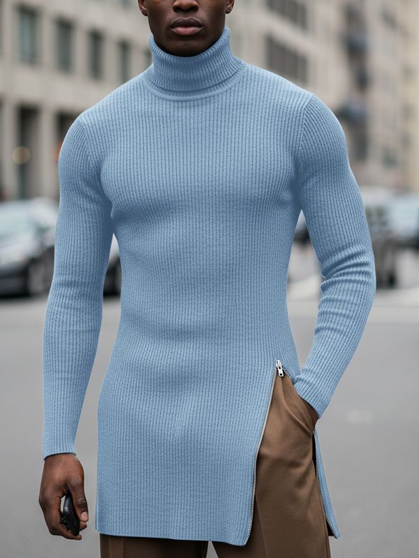 Men's Deconstructed Split Textured Long Sleeve T-shirt SKUL46252