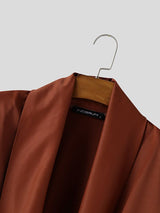 Men's Solid Color Cowl Neck Long Sleeve Shirt SKUL47944