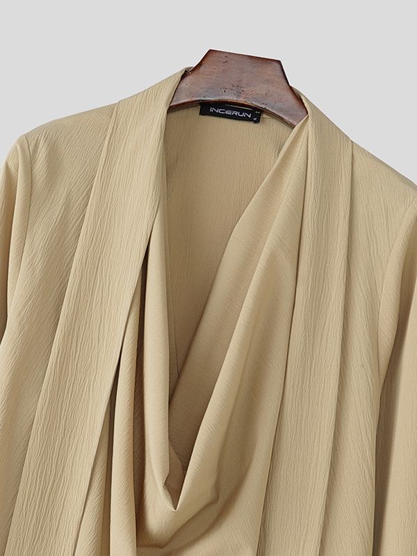 Men's Deconstructed Textured Ribbon Long Sleeve Shirt SKUL36630