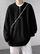 Men's Knit Texture Half Zip Long Sleeve T-Shirt SKUL36582