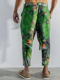 Mens Plants Print Waist Lacing Casual Pants SKUK58271