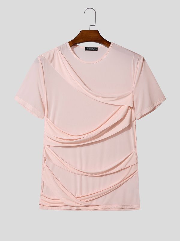 Men's Avant-Garde Deconstructed Bandage-Wrap Body-Con T-shirt SKUL62026