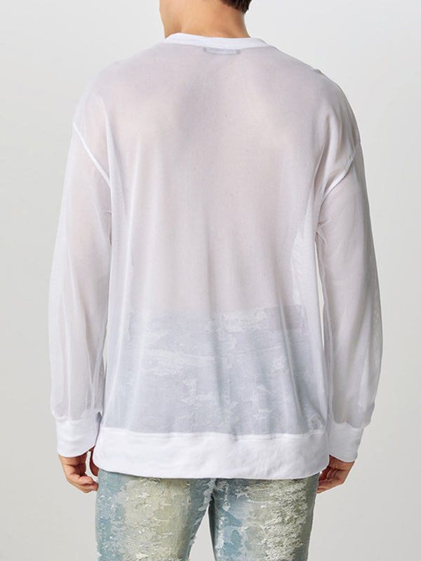 Mens Digital Print Textured Long-Sleeve T-Shirt SKUK78374