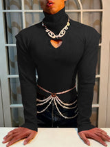 Men's Heart Cut Out Long Sleeve T-shirt SKUL45048