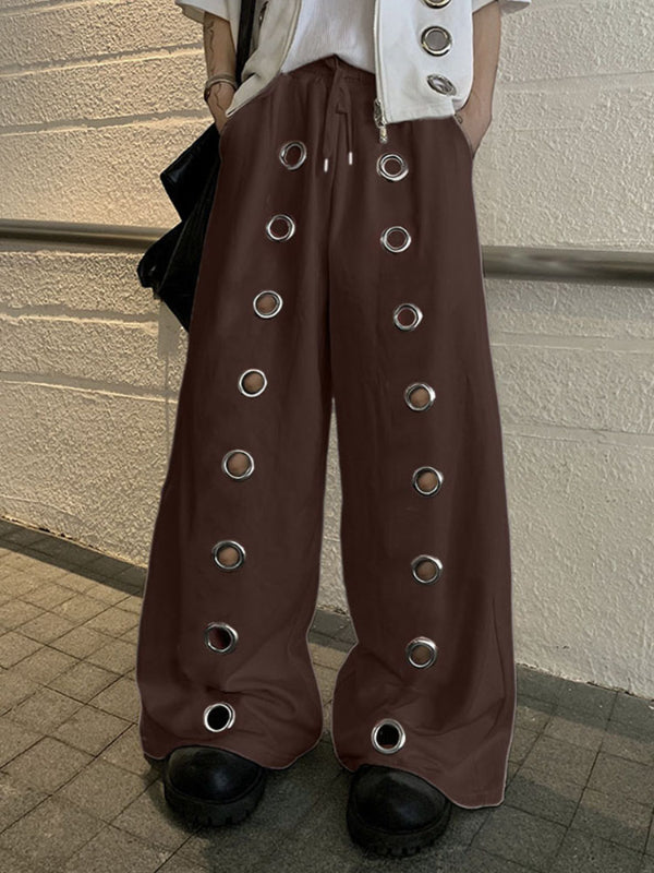 Men's Solid Color Eyelet Casual Pant SKUL22310