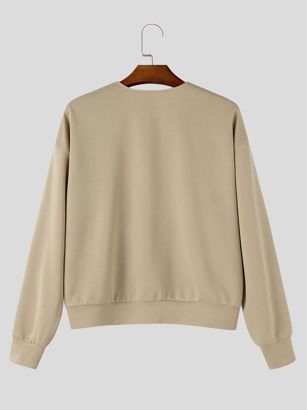 Men's Avant-Garde Chic City Walk Asymmetric Stepped Snap Placket Crewneck Jacket SKUL84565