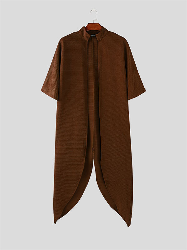 Men's Irregular Hem Texture Long Sleeve Cardigan SKUL24821