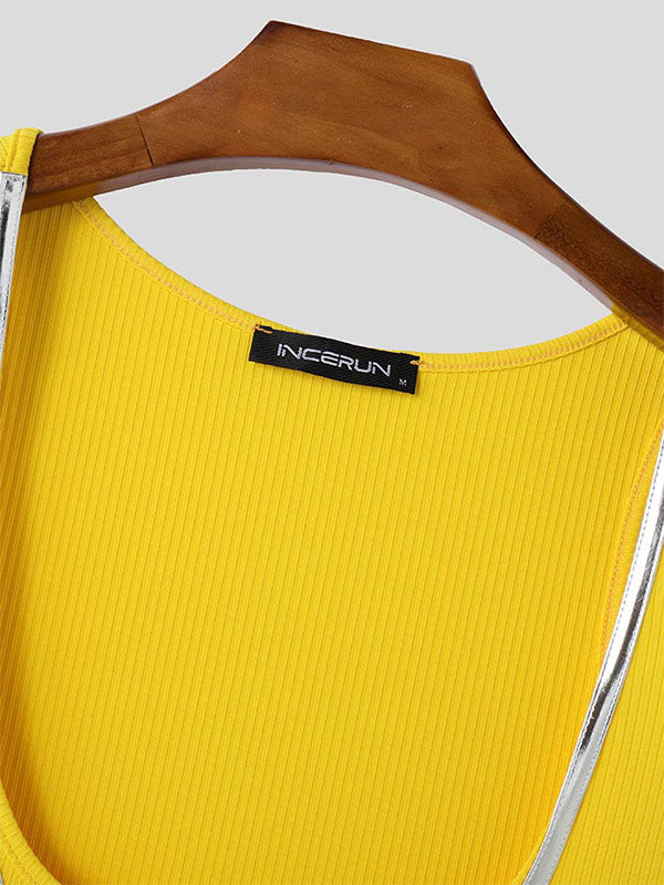 Mens Solid Color Strap Cross Sleeveless Tank SKUL03761