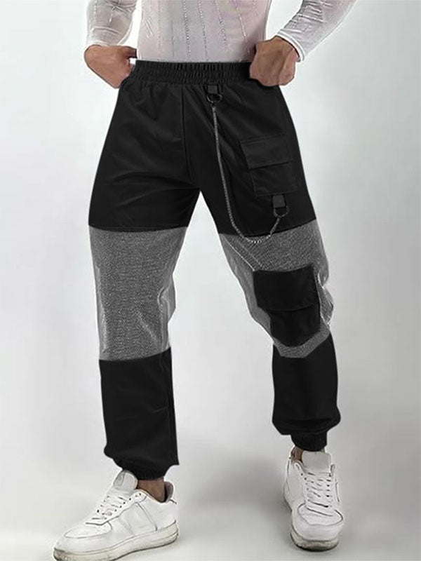 Mens Sheer Mesh Patchwork Casual Long Pant SKUL02105