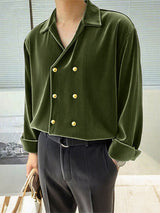 Men's Double Breasted Velvet Long Sleeve Shirt SKUL32035