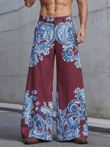 Men's Avant-Garde Paisley Print High-Waisted Fluid Extra Wide-Leg Drape Pant SKUL66887