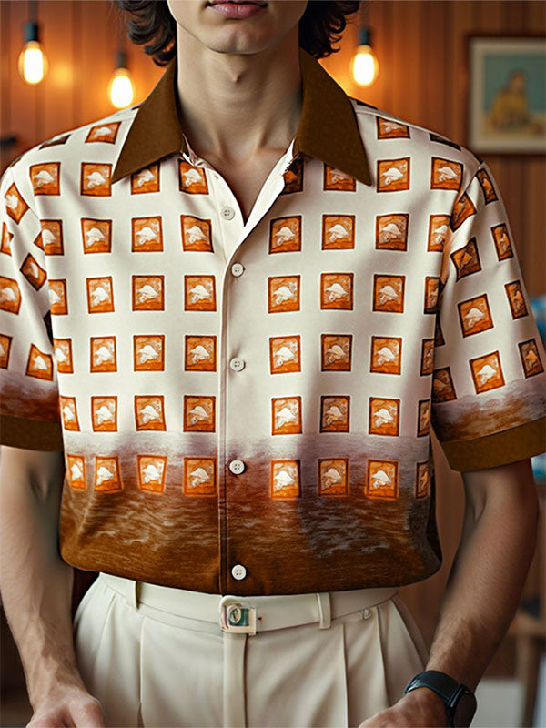 Mens Casual Print Short Sleeve Shirt SKUL16589