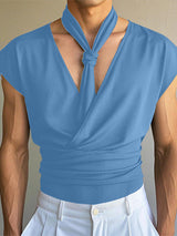 Mens Tie-Neck Halter V-Neck Tank SKUL08481