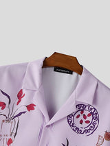 Men's Fun Floral Print Short Sleeve Shirt SKUL48634