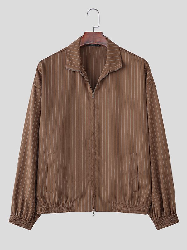Men's Striped Zip Long Sleeve Jacket SKUL34144