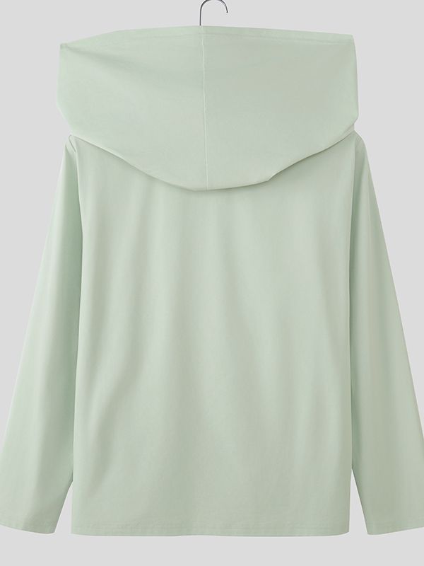 Men's Deconstructed Hooded Pocket Long Sleeve T-shirt SKUL51255