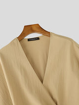 Men's Solid Color Pleated Long Sleeve Cardigan SKUL34002