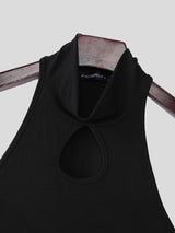 Men's Cut-Out Contrast Color Long Sleeve T-shirt SKUL53185