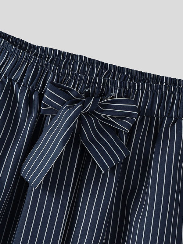 Mens Striped Colorblock High-Waisted Casual Pant SKUL16883