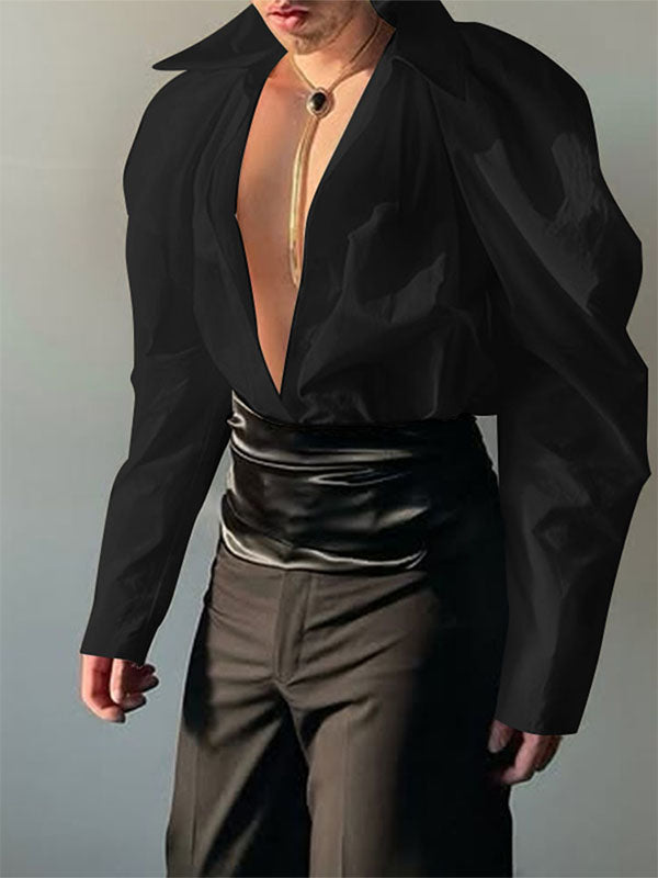 Mens Backless Hollow-Out Long Sleeve Shirt SKUK95929