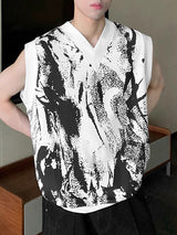 Mens Color Clash Print V-Neck Sleeveless Vest SKUK60264