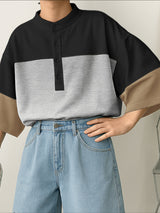 Men's Contrast Crew Neck 3/4 Length Sleeve T-Shirt SKUL28183