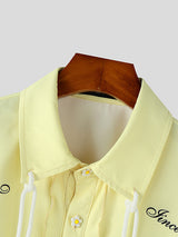 Mens Floral Print Bow Tie Short-Sleeve Shirt SKUK99748