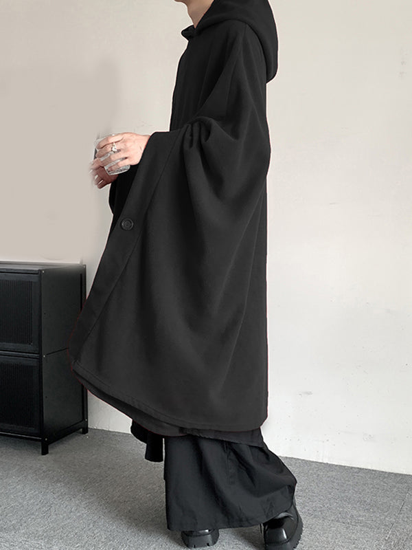 Mens Solid Color Loose Long-Sleeve Cloak SKUK89336