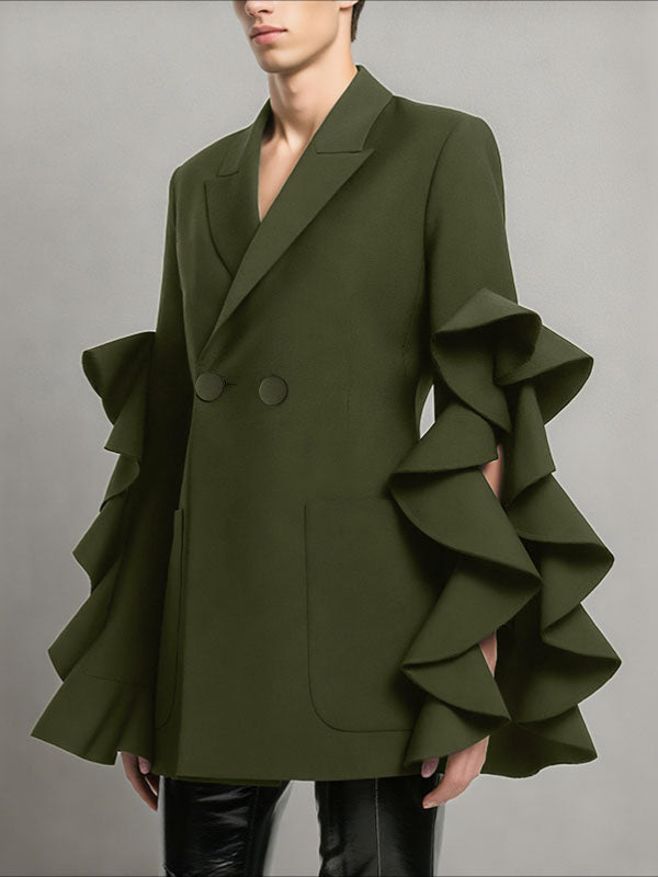 Men's Ruffled Patchwork Long Sleeve Blazer SKUL33086