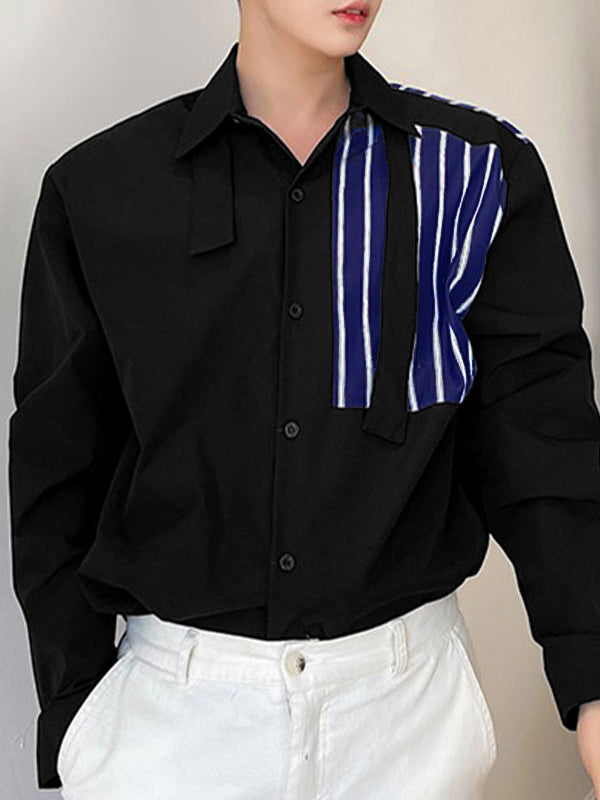 Mens Colorblock Stripe Long Sleeve Shirt SKUK78603