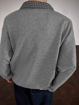 Men's Faux Two-Piece Plaid Long Sleeve Sweatshirt SKUL35129