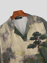 Men's Ink Style Landscape Print Gradient Short Sleeve T-shirt SKUL47727